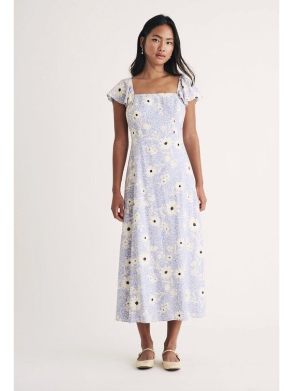 NOBODY'S CHILD Blue Floral Elsie Midi Dress Size 8